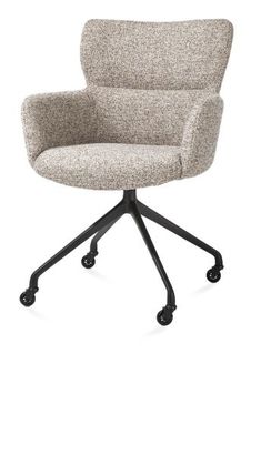 XOOON Sage, Armlehnstuhl + Rollen - Aluminium Gestell rough off black - Stoff Luton - Kupfer - 2