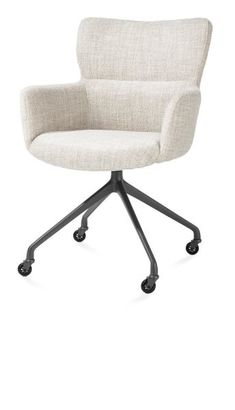 XOOON Sage, Armlehnstuhl + Rollen - Aluminium Gestell graphit - Stoff Luton - Creme - 2