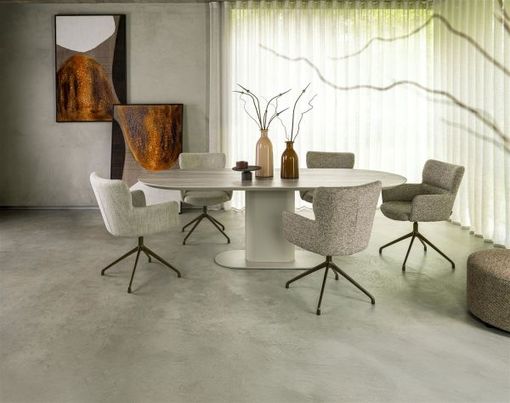 XOOON Sage, Armlehnstuhl + Rollen - Aluminium Gestell graphit - Stoff Luton - Creme - 5