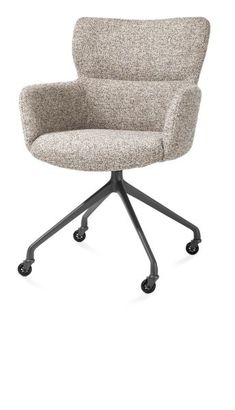 XOOON Sage, Armlehnstuhl + Rollen - Aluminium Gestell graphit - Stoff Luton - Kupfer - 2