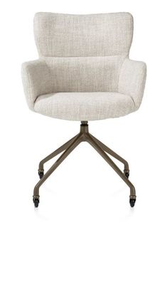 XOOON Sage, Armlehnstuhl + Rollen - Aluminium Gestell steelbrown - Stoff Luton - Creme - 1