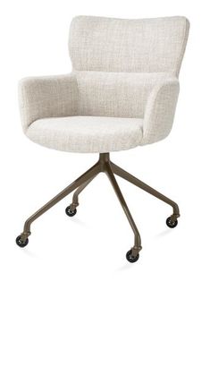 XOOON Sage, Armlehnstuhl + Rollen - Aluminium Gestell steelbrown - Stoff Luton - Creme - 2