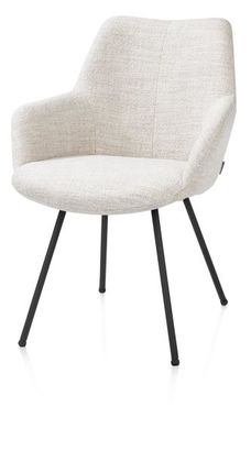 XOOON Mats, Armlehnstuhl - 4 Fußen rough off black - Stoff Luton - Creme - 2