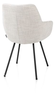 XOOON Mats, Armlehnstuhl - 4 Fußen rough off black - Stoff Luton - Creme - 3