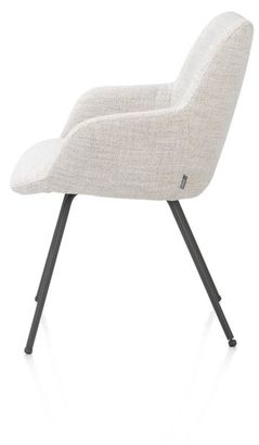 XOOON Mats, Armlehnstuhl - 4 Fußen Graphit - Stoff Luton - Creme - 4