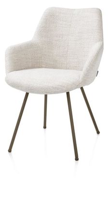 XOOON Mats, Armlehnstuhl - 4 Fußen steelbrown - Stoff Luton - Creme - 2