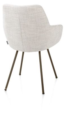 XOOON Mats, Armlehnstuhl - 4 Fußen steelbrown - Stoff Luton - Creme - 3