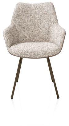 XOOON Mats, Armlehnstuhl - 4 Fußen steelbrown - Pala cognac + Luton kupfer - Braun, Orange - 1