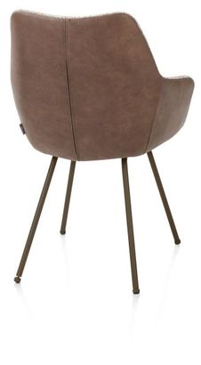 XOOON Mats, Armlehnstuhl - 4 Fußen steelbrown - Pala cognac + Luton kupfer - Braun, Orange - 3