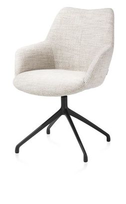 XOOON Mats, Armlehnstuhl - Aluminium Gestell rough off black - drehbar - Stoff Luton - Creme - 2