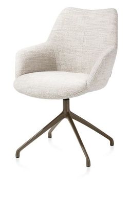XOOON Mats, Armlehnstuhl - Aluminium Gestell steelbrown - drehbar - Stoff Luton - Creme - 2