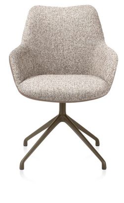 XOOON Mats, Armlehnstuhl - Aluminium Gestell steelbrown - drehbar - Kombi Pala cognac + Luton kupfer - Braun, Orange - 1