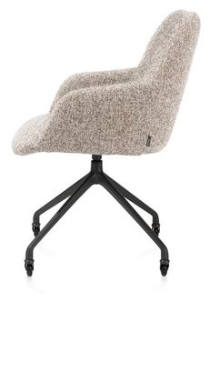 XOOON Mats, Armlehnstuhl - Aluminium Gestell rough off black + Rollen - Stoff Luton -  - 4