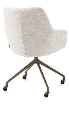 XOOON Mats, Armlehnstuhl - Aluminium Gestell steelbrown + Rollen - Stoff Luton - Creme - 3