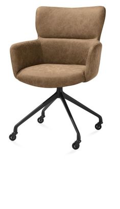 XOOON Sage, Armlehnstuhl + Rollen - Aluminium Gestell rough off black - Stoff Oregon -  - 2