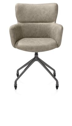 XOOON Sage, Armlehnstuhl + Rollen - Aluminium Gestell graphit - Stoff Oregon -  - 1