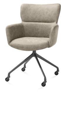 XOOON Sage, Armlehnstuhl + Rollen - Aluminium Gestell graphit - Stoff Oregon -  - 2