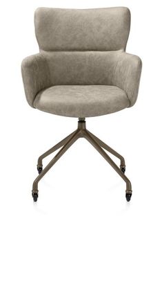 XOOON Sage, Armlehnstuhl + Rollen - Aluminium Gestell steelbrown - Stoff Oregon -  - 1