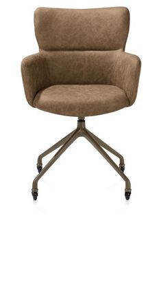 XOOON Sage, Armlehnstuhl + Rollen - Aluminium Gestell steelbrown - Stoff Oregon -  - 1