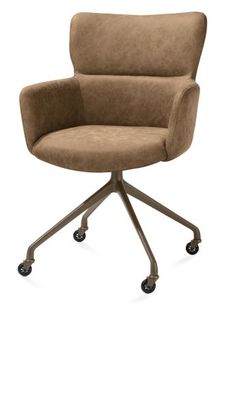 XOOON Sage, Armlehnstuhl + Rollen - Aluminium Gestell steelbrown - Stoff Oregon -  - 2