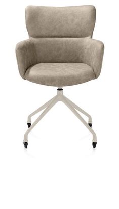 XOOON Sage, Armlehnstuhl + Rollen - Aluminium Gestell creme - Stoff Oregon -  - 1