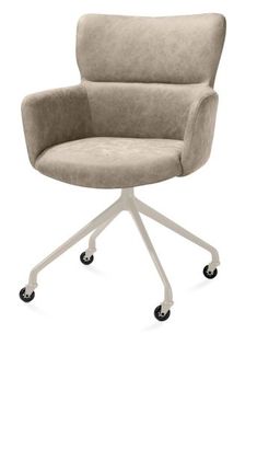 XOOON Sage, Armlehnstuhl + Rollen - Aluminium Gestell creme - Stoff Oregon -  - 2