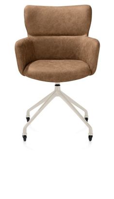 XOOON Sage, Armlehnstuhl + Rollen - Aluminium Gestell creme - Stoff Oregon -  - 1