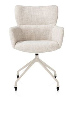 XOOON Sage, Armlehnstuhl + Rollen - Aluminium Gestell creme - Stoff Luton - Creme - 1