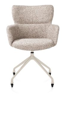 XOOON Sage, Armlehnstuhl + Rollen - Aluminium Gestell creme - Stoff Luton - Kupfer - 1