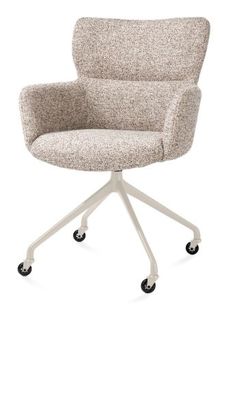 XOOON Sage, Armlehnstuhl + Rollen - Aluminium Gestell creme - Stoff Luton - Kupfer - 2