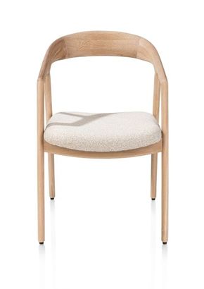 XOOON Dante, Armlehnstuhl - Eiche naturell mit Sitz in Stoff Cloudy - Beige - 1
