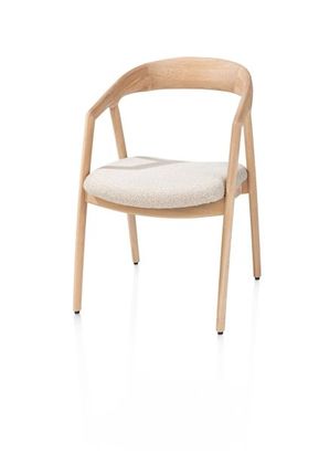 XOOON Dante, Armlehnstuhl - Eiche naturell mit Sitz in Stoff Cloudy - Beige - 2