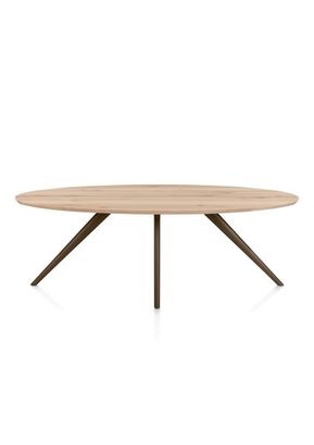 XOOON Arvada, Esstisch 220 x 110 cm, Ellipse, 4 Beine - Beige, Weiß, Gelb - 1