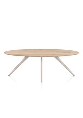XOOON Arvada, Esstisch 220 x 110 cm, Ellipse, 4 Beine - Beige, Weiß, Gelb - 1