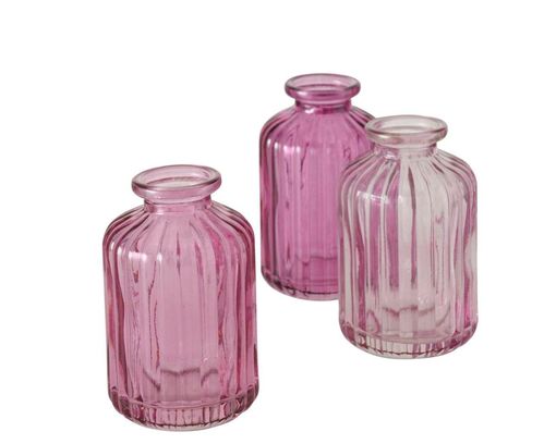 Glasvasen "Merula" 3-tlg., ca. 10 cm hoch - Pink/Lila - 1