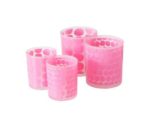Windlicht, rund, aus Glas, ca. 10 cm - Pink - 3