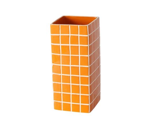 Vase "Cube" aus Steingut, ca. 25 cm hoch - Orange oder Pink - 3