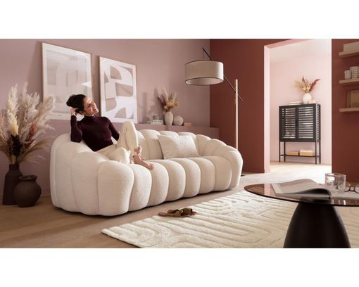 Megasofa "Guben", Bubble-Optik, Bouclé-Stoff, leger - Weiß - 3