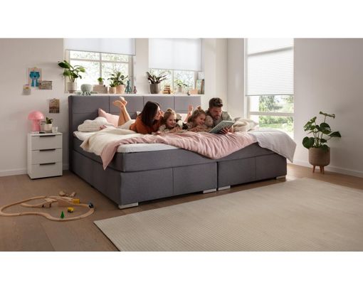 Familien-Boxspringbett "Schwerin" - Grau - 1