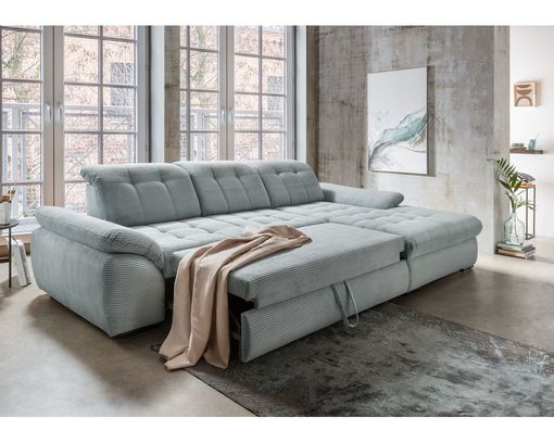Ecksofa/Wohnlandschaft " Bosse" leger, inkl. Staukasten, Kopfteilfunktion, Liegefunktion, Sitztiefenverstellung - aquablau - 2