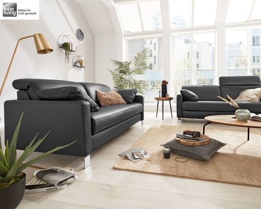 Interliving 4054 3er-Sofa, leger, Lederbezug - Anthrazit - 1
