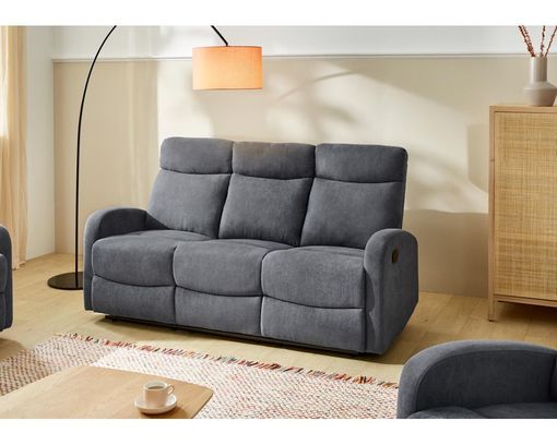 3-Sitzer, "Pius" mit Relaxfunktion - Blau/Grau - 1
