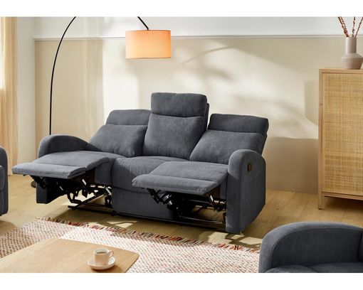 3-Sitzer, "Pius" mit Relaxfunktion - Blau/Grau - 2