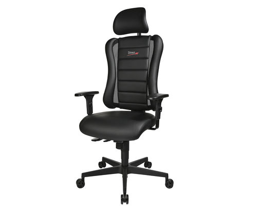 Drehstuhl/Chefsessel "Sitness RS" schwarz, inkl. Multifunktionskopfstütze und Synchronmechanik - Schwarz - 1