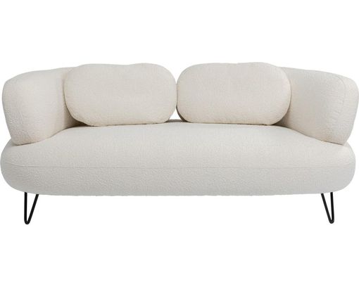 2er-Sofa "Krefeld", Boucle weiß, Stahl schwarz - Weiß - 1