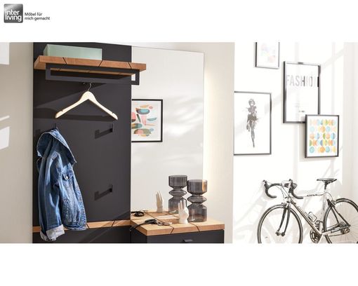 Interliving Garderobe 6011, Schiefer Schwarz, Wildeiche - Schwarz/Braun - 2