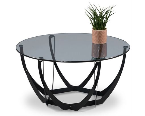 Beistelltisch "Merlscheid", Platte Sicherheitsglas grau - Grau/Schwarz - 1