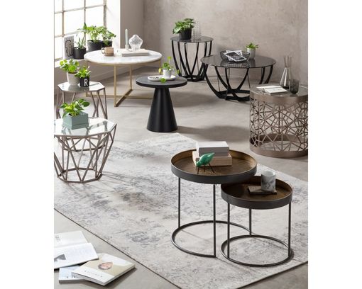 Beistelltisch "Merlscheid", Platte Sicherheitsglas grau - Grau/Schwarz - 2