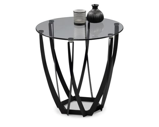 Beistelltisch "Merlscheid", Platte Sicherheitsglas grau, ca. 50x50 cm - Grau/Schwarz - 1