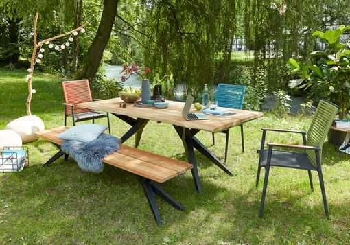 Gartentisch "Holland" Musterring ca.220 x 76 x 95 cm, Teakholz massiv mit Baumkante - grau/anthrazit/Holz - 2